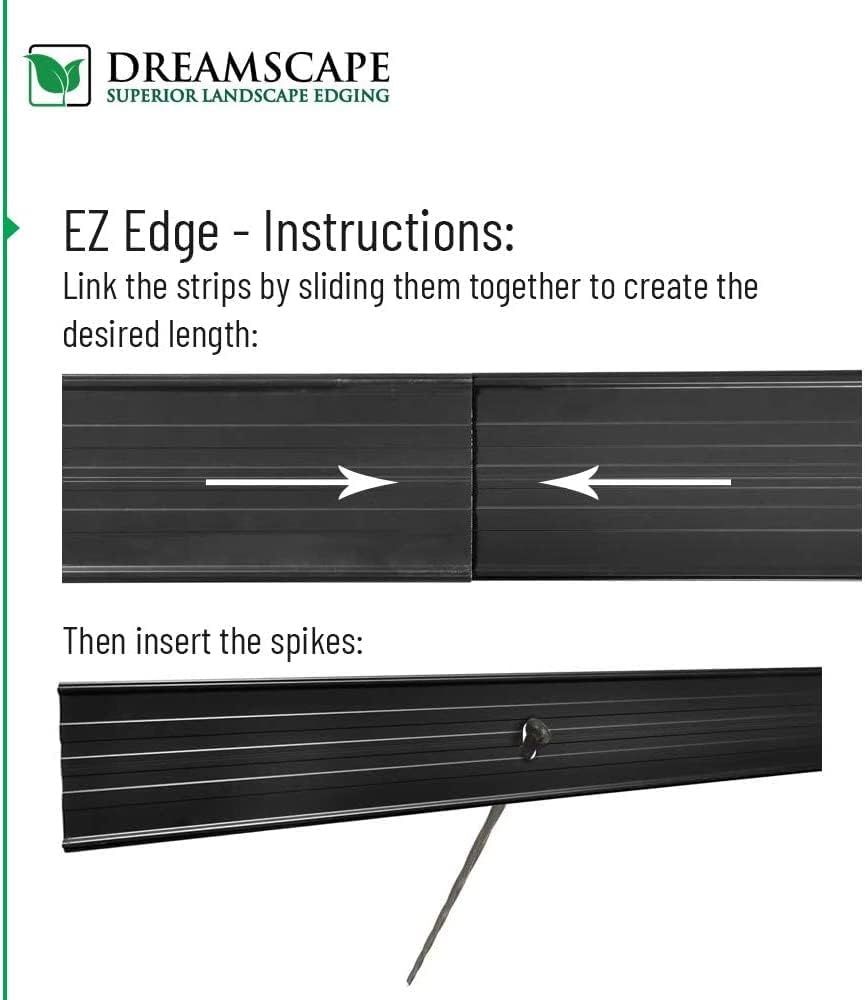 Dreamscape E-Z Edge Aluminum Landscape Edging - 8 Strips, 6ft Each (48ft Total), Black - Professional Quality Landscaping Border, Metal Divider for Lawn, Garden, Flowerbed…