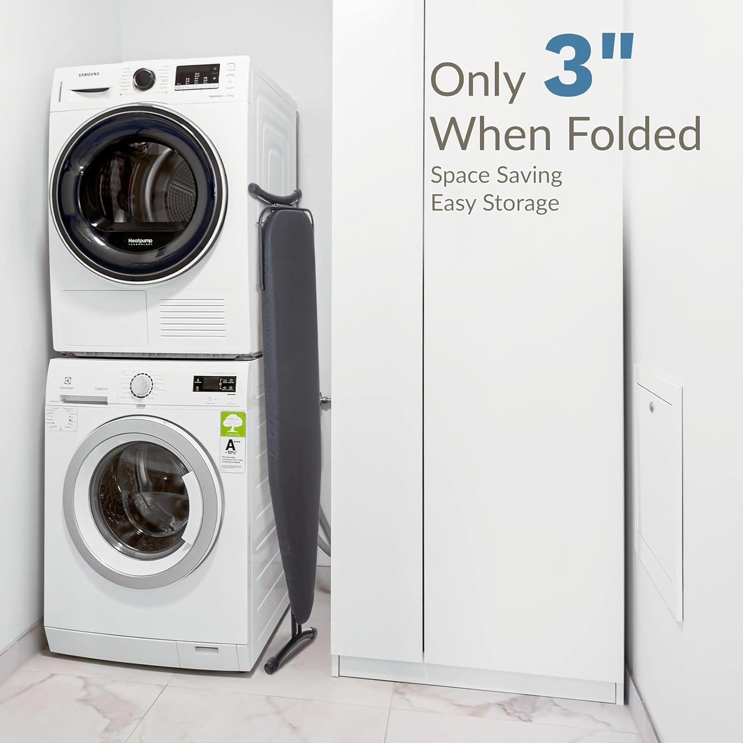 Ironing Board 48" x 15" with Retractable Iron Rest, RAINHOL Heavy Duty Full Size Iron Board, Sturdy Wide Frame with Thick Padding Cover, Height-Adjustable, Black