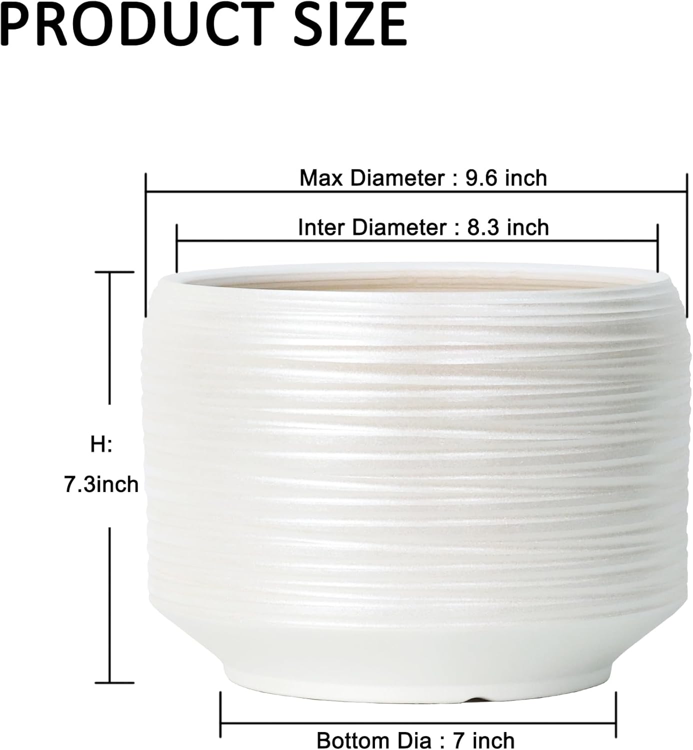 10 Inch Ceramic Plant Pot with Drainage – Large Flower Pot for Indoor Outdoor Plants, Modern Decorative Planter for Patio, Balcony, Garden, or Home Decor