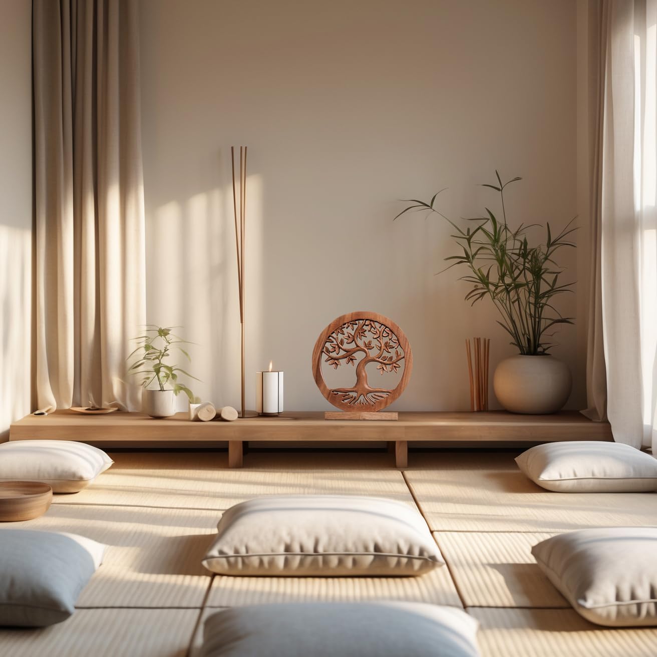 Decozen Solid Wood Tree of Life Sculpture - Home Decor, Living Room, Boho, Shelf, Coffee Table, Centerpiece Table Decorations, Mantle, Dining Table Centerpiece, Bathroom Shelf, Entryway, Farmhouse