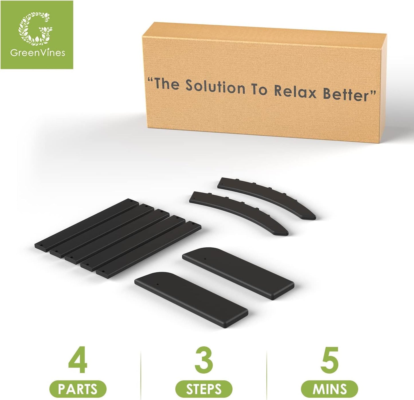 GREENVINES Adirondack-Ottoman | Set of 4 | HDPE Plastic | Outdoor Footrest | All Weather | Foot Rest | Foot Stool | Black | for Adirondack Chair | for Patio Backyard Pool