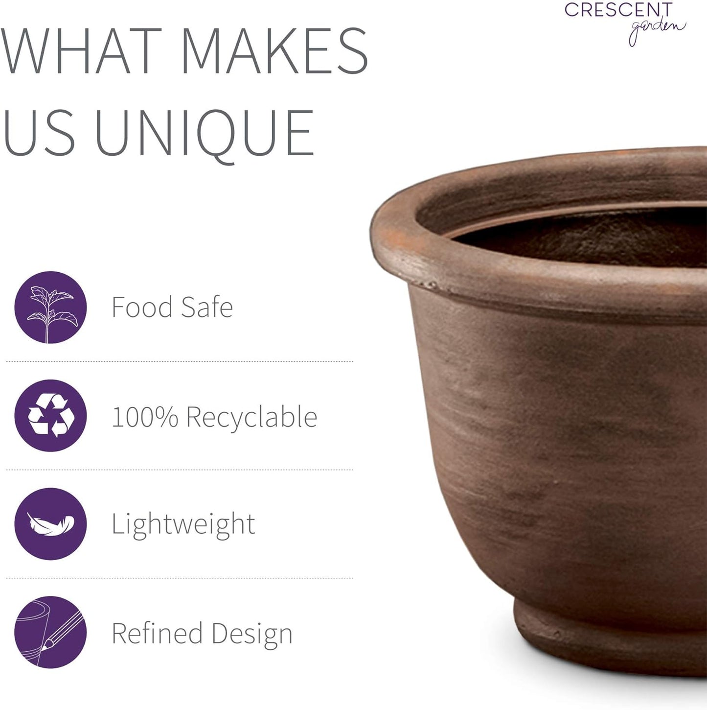 Crescent Garden Agave Planter, Charming Old-World Plant Pot, 18-Inch (Rust)