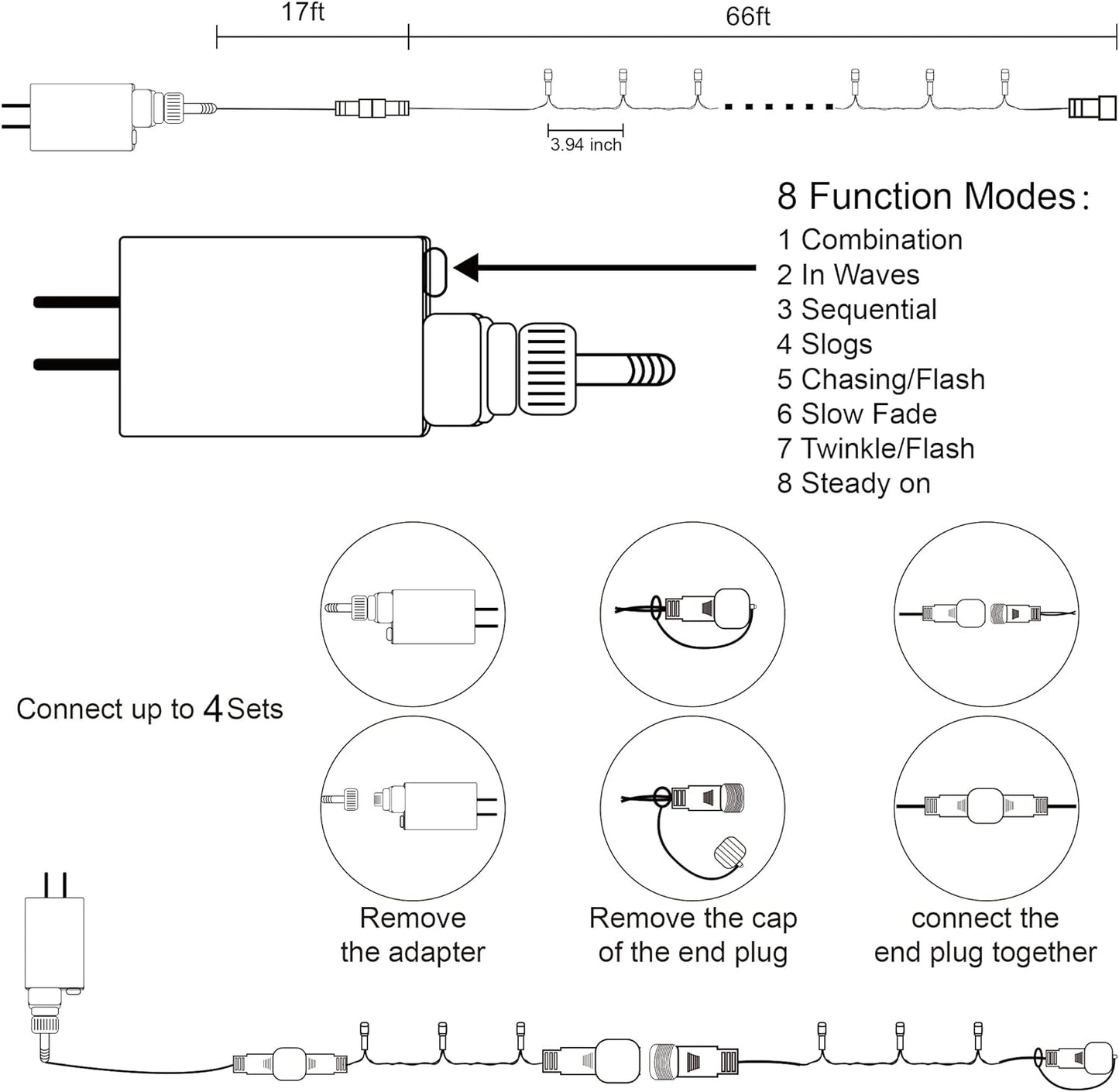 HOME LIGHTING 66ft Halloween Decorative Mini Lights, 200 LED Green Wire Fairy Starry String Lights Plug in, 8 Lighting Modes, for Indoor Outdoor Xmas Tree Wedding Party Decoration (Purple)