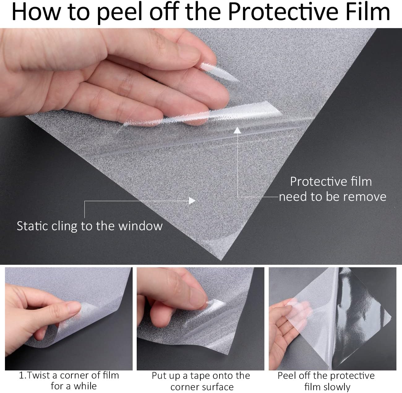 HIDBEA Frosted Window Privacy Film Heat Control UV Blocking, Static Cling Non-Adhesive Reusable Door coverings for Bathroom Home Office (Frosted 45.2 Inch x 13.1 Feet)