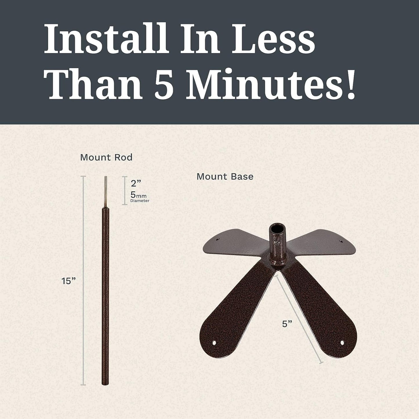 EZ Vane Birdhouse Weathervane — 4-Sided Mount, Wind Cups, Antique Copper Finish, Steel with Durable Triple Powder Coating, Handcrafted in USA