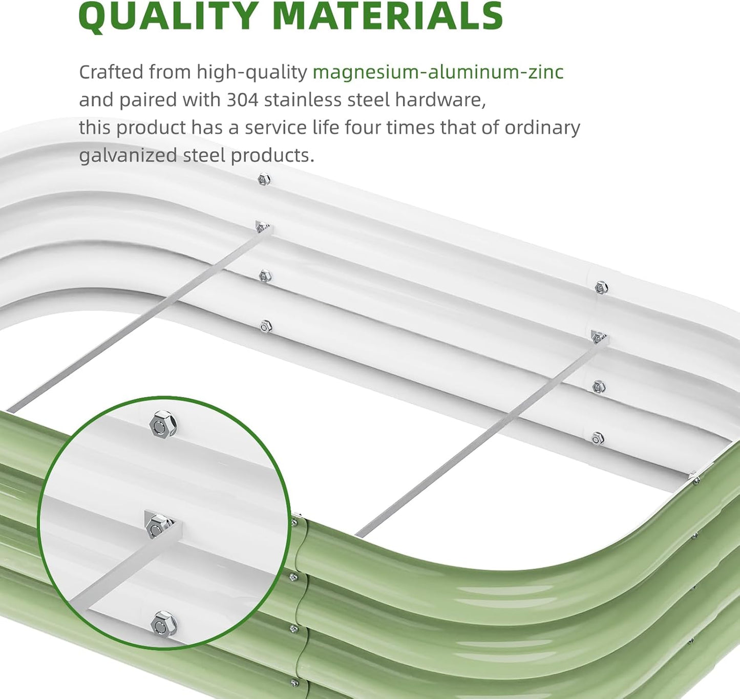 DaisyVibe Raised Garden Bed Kit, Planter Raised Garden Boxes Outdoor, Oval Large Metal Raised Garden Beds for Vegetables Flowers (Green, 8ftx2ftx1ft)