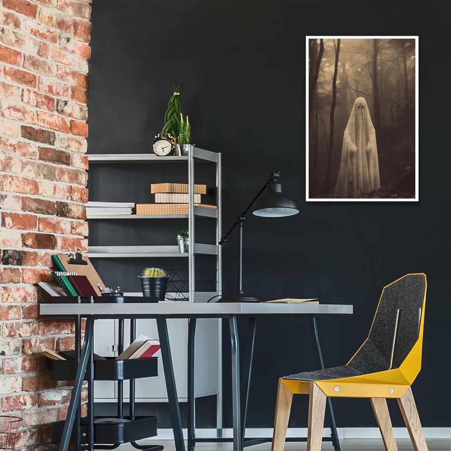 Ghost Forest Spooky Print Poster The Gothic Room Decor Creepy Picture Posters Dark Academia Aesthetic Family Prints Canvas Wall Art Home Apartment Decorations 24X36inch Unframed