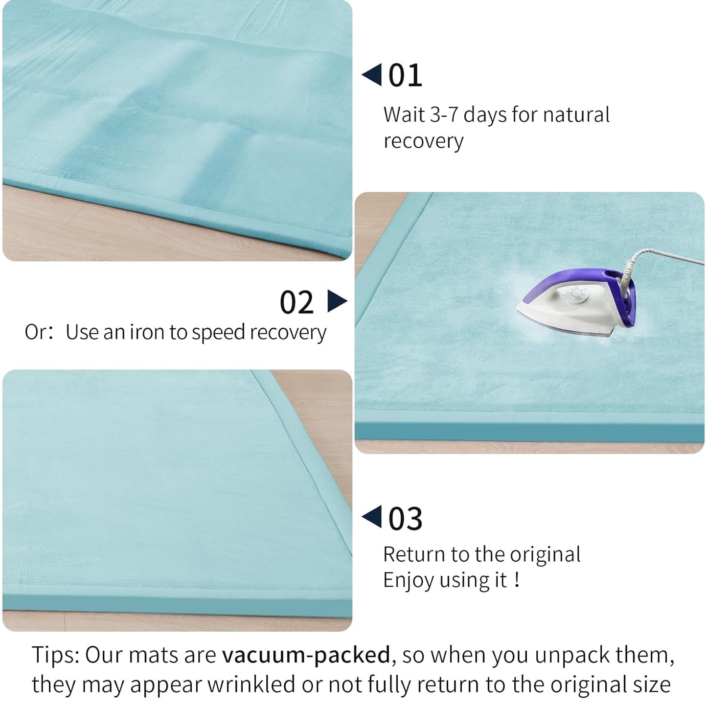 ACOMOPACK Baby Play Mat for Floor 1.3" Thick Memory Foam Play Mat 39"×59" Tummy Time Crawling with Non-Slip Bottom for Living Room,Nursery,Soft Velvet Playpen Mats for Kids,Infants(Light Blue)