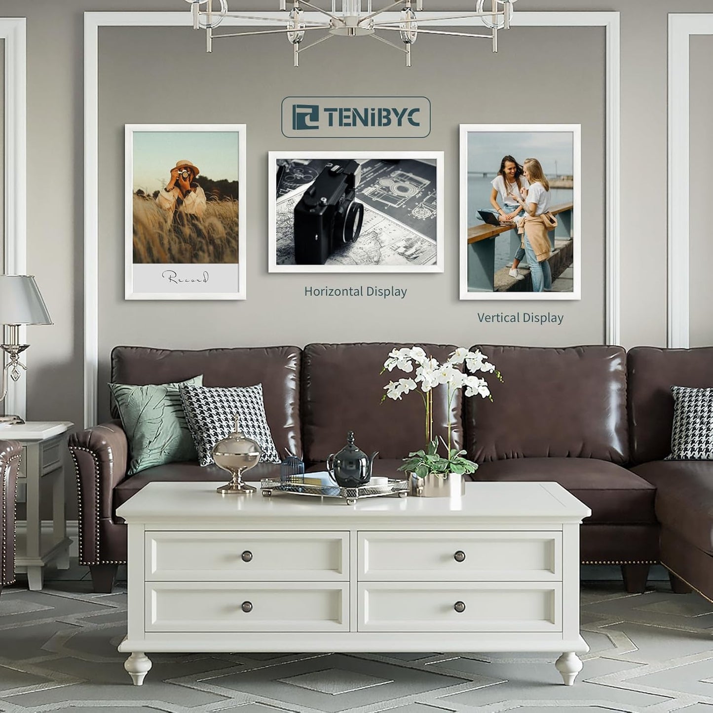 16x24 Poster Frame 3 Pack - White, Textured Solid Wood Picture Frame, Wall Gallery Photo Frame