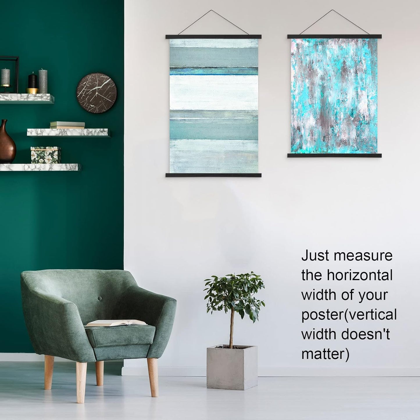 FALAMON Magnetic Poster Hanger Frame,50x60 50x40 50x32 Teak Wood Magnet Poster Frame for Posters,Prints,Photos,Pictures,Maps,Scrolls,and Canvas Artwork(Black,50")