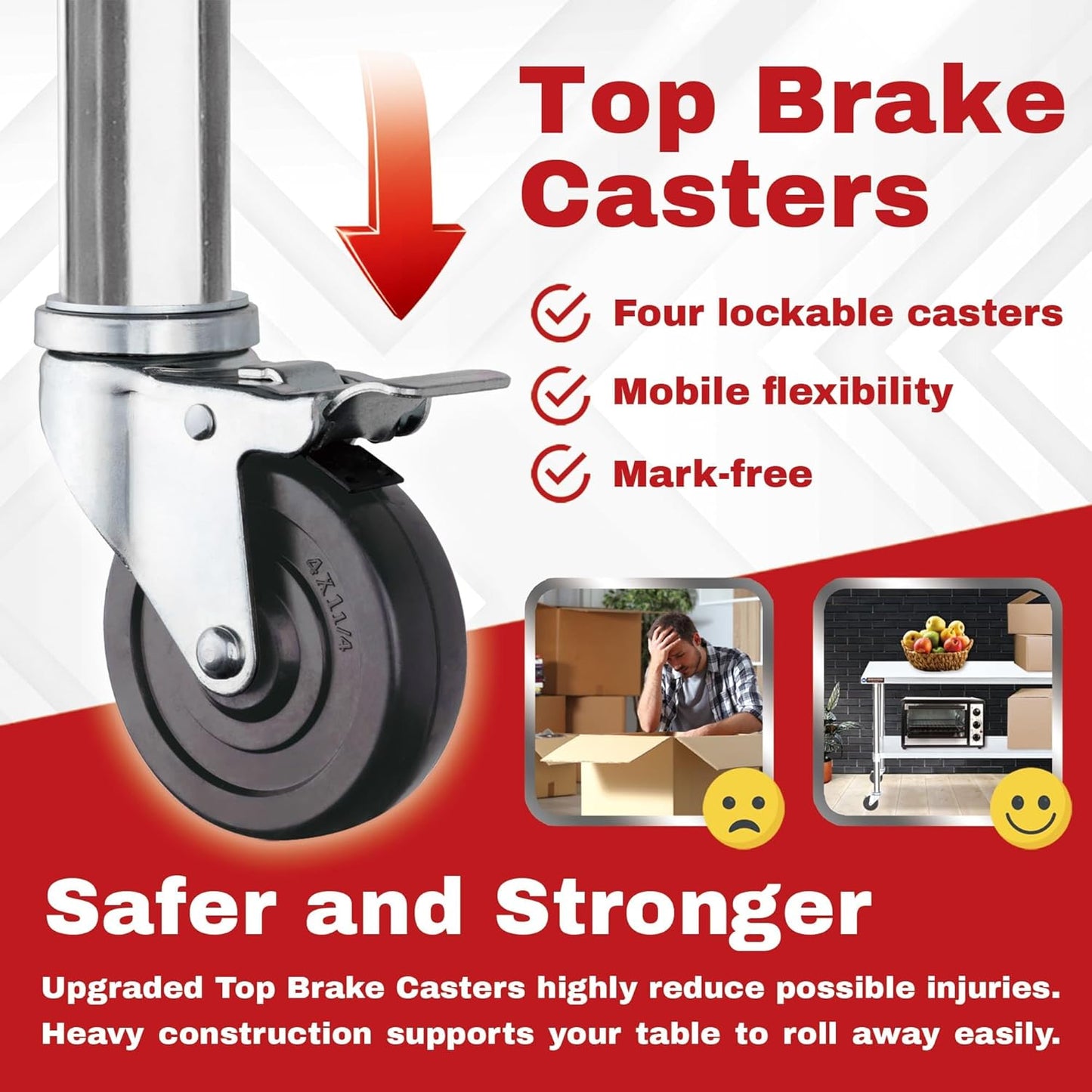 DuraSteel Stainless Steel Work Table 24" x 12" x 34" Height w/ 4 Caster Wheels - Food Prep Commercial Grade Worktable - NSF Certified - Good for Restaurant, Business, Warehouse, Home, Kitchen, Garage