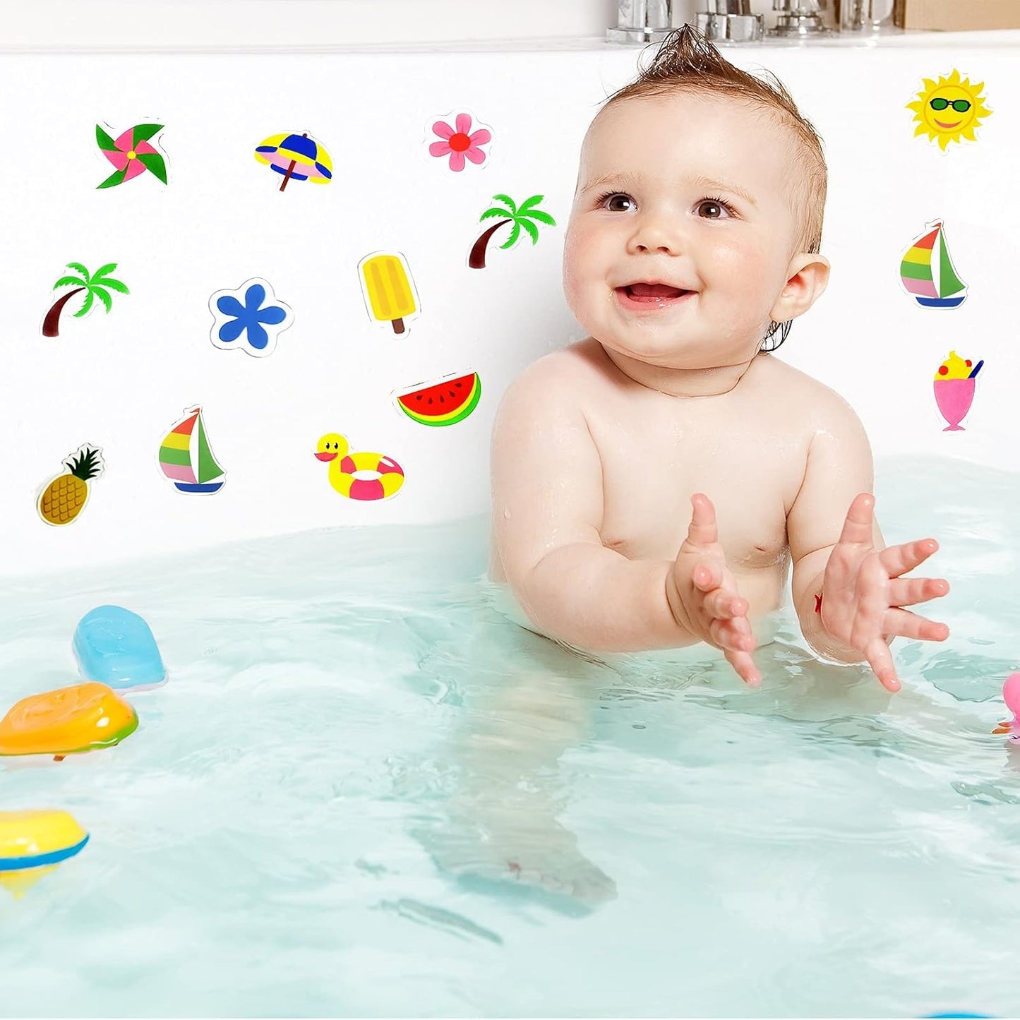 20 PCS Summer Thick Gel Clings Hawaiian Tropic Window Gel Clings Decals Stickers for Kids, Toddlers and Adults Home Airplane Classroom Nursery Beach Party Supplies Decoration Removable and Reusable