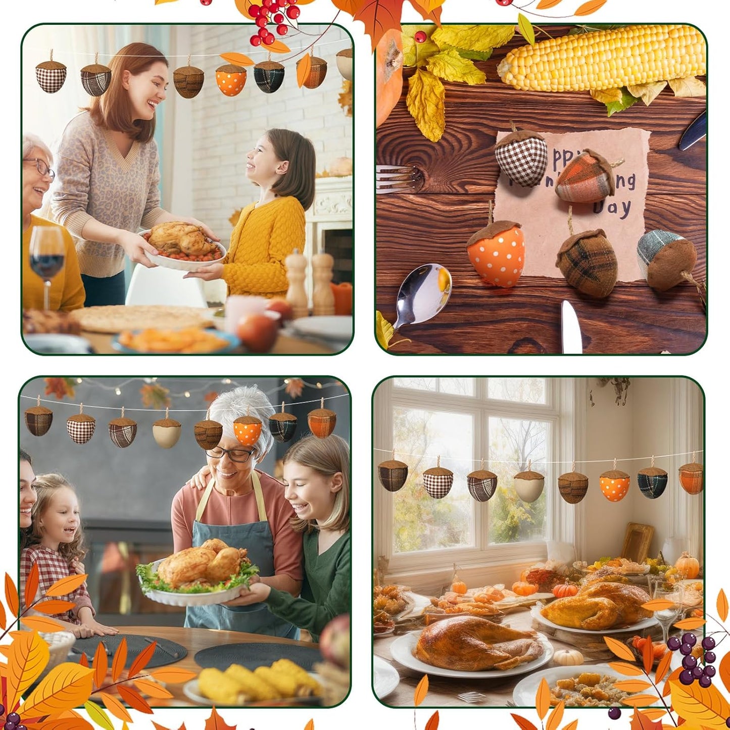 12 Pcs Fall Felt Acorn Ornaments Thanksgiving 3D Fabric Acorn Hanging Ornaments Fall 3.15 Inch Christmas Tree Felt Decorations for Tree Harvest Party Decor