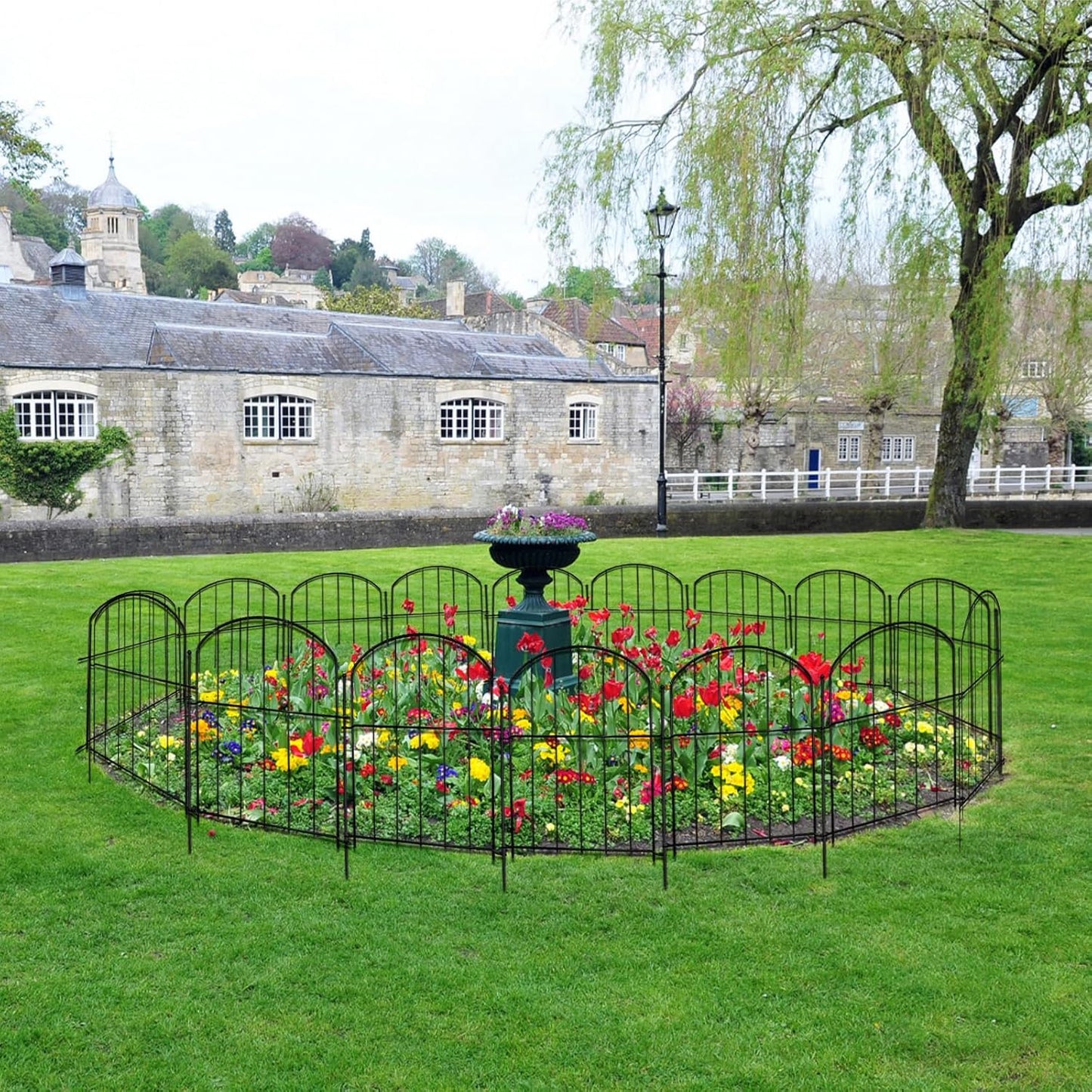 21in(H) x 26ft(L) Garden Fence Animal Barrier No Dig, 26 Panels Rustproof Arched Small Metal Fencing, 1.5in Gap Fence Border, Outdoor Decorative Fence for Yard Dogs Rabbits