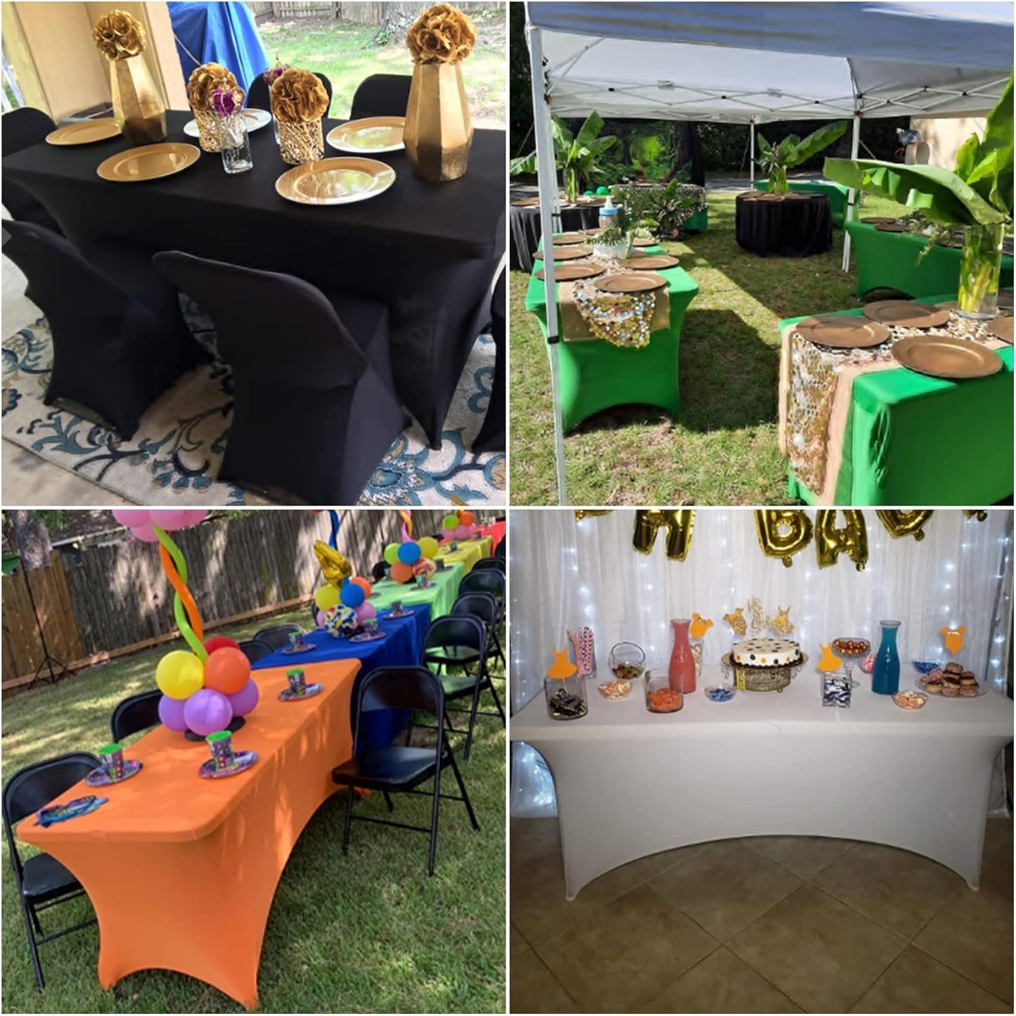 2Pack Spandex Waterproof Table Covers 4ft,Spandex 4ft Waterproof Table Cover for Party,Wedding, Banquet, and Events(Gary)