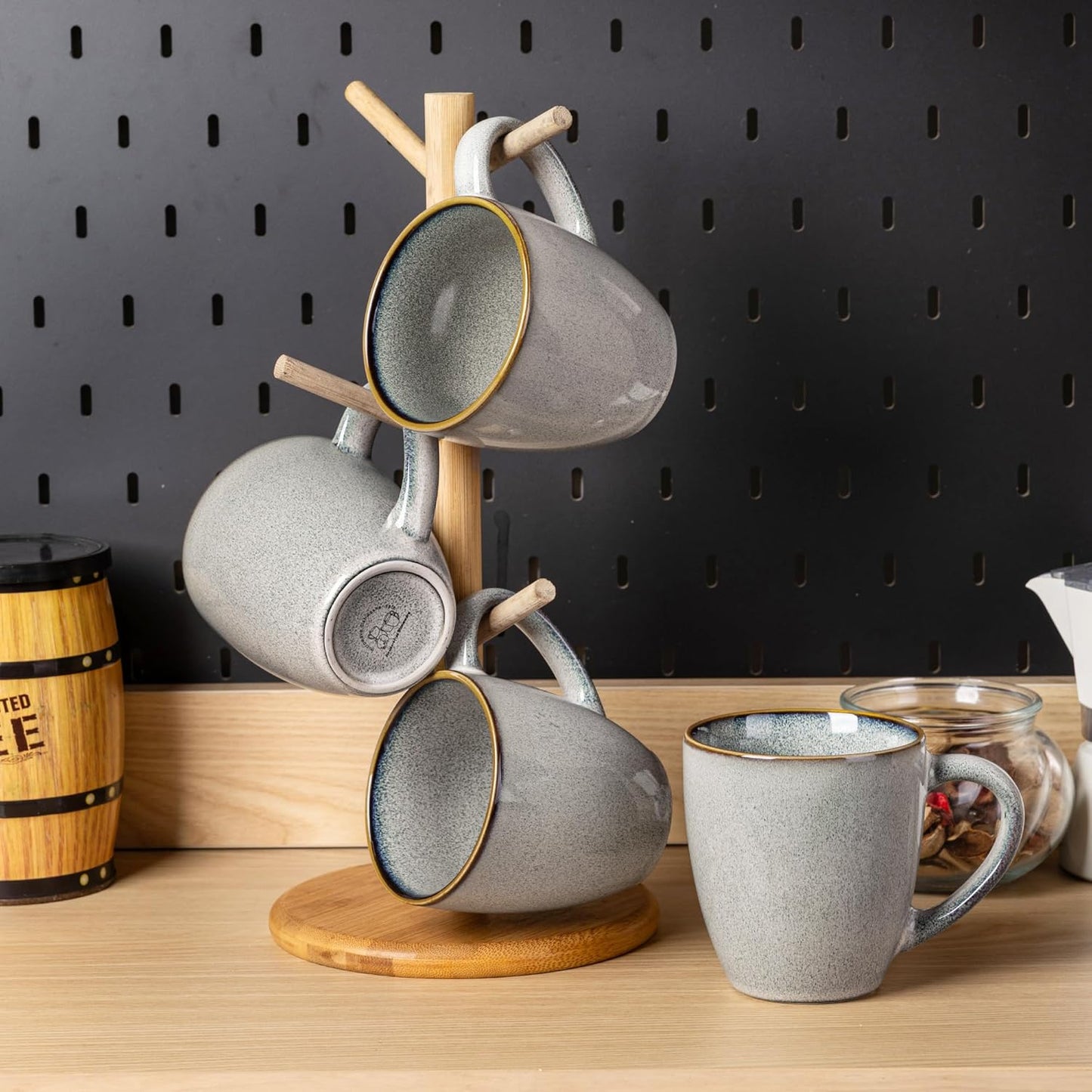 GBHOME Ceramic Coffee Mugs Set of 6, 12oz Stoneware Coffee Mugs Set For Dad Mom Women MEN, Light Weight Coffee Cups for Latte/Tea/Beer/Hot Cocoa, Dishwasher & Microwave Safe