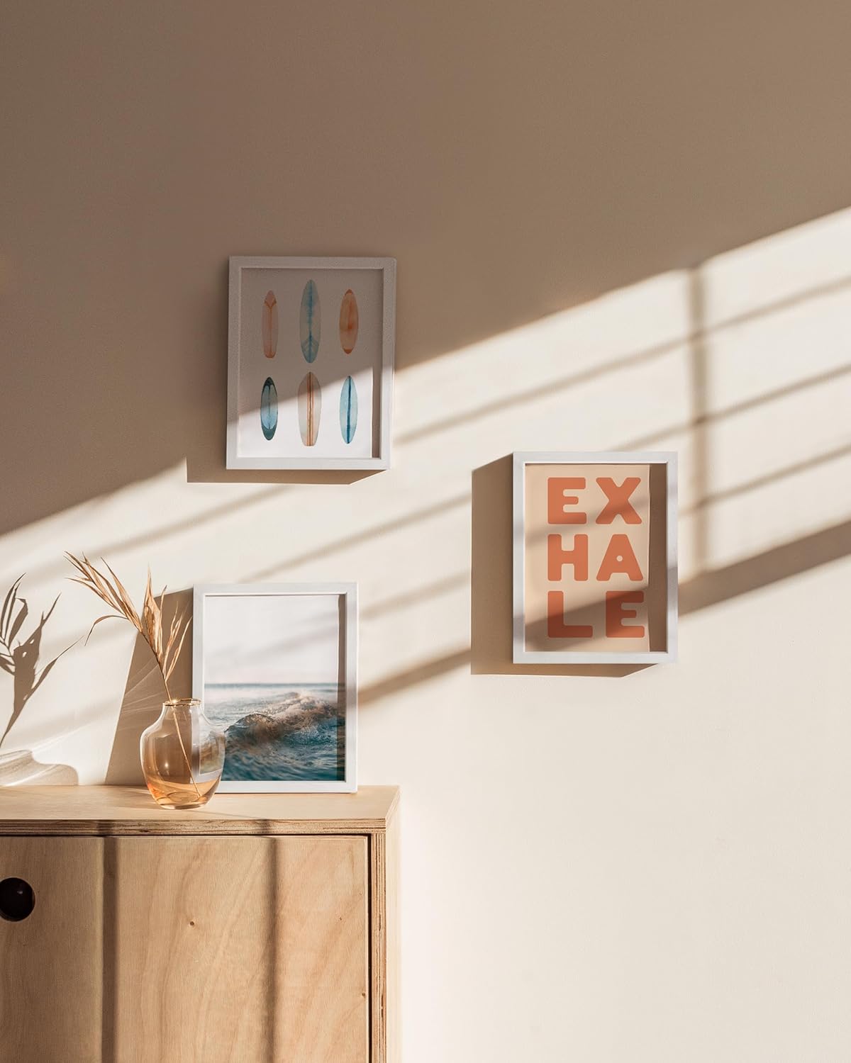 HAUS AND HUES 6x8 White Oak Wooden Picture Frame - Set of 9 6x8 Poster Frame - Premium Oak, Vertical Hang, Shatterproof Plexiglass - Ideal for Home, Room, Office (6x8-inch, White, Set of 9)