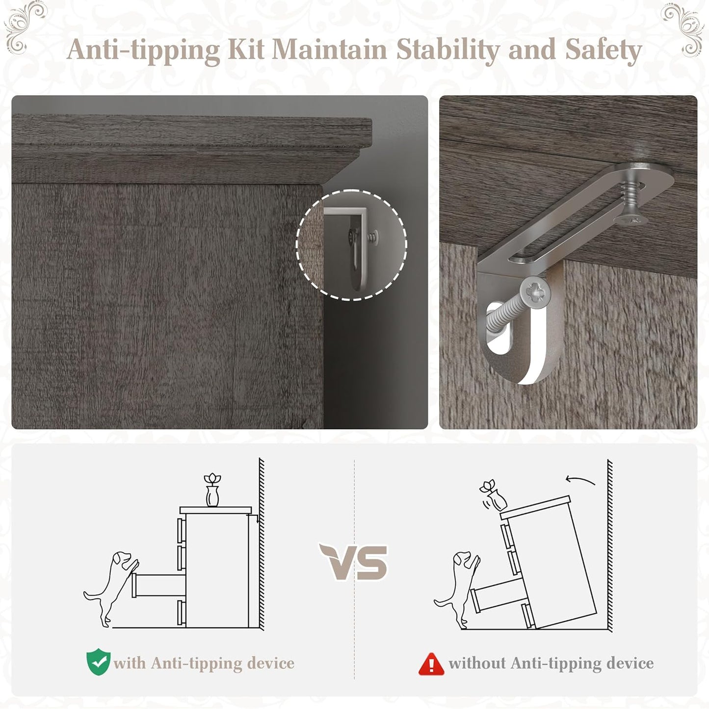 EnHomee Dresser for Bedroom with 6 Drawer & 2 Doors Wood Dressers & Chests of Drawers Farmhouse TV Stand,Entryway,Light Rustic Oak