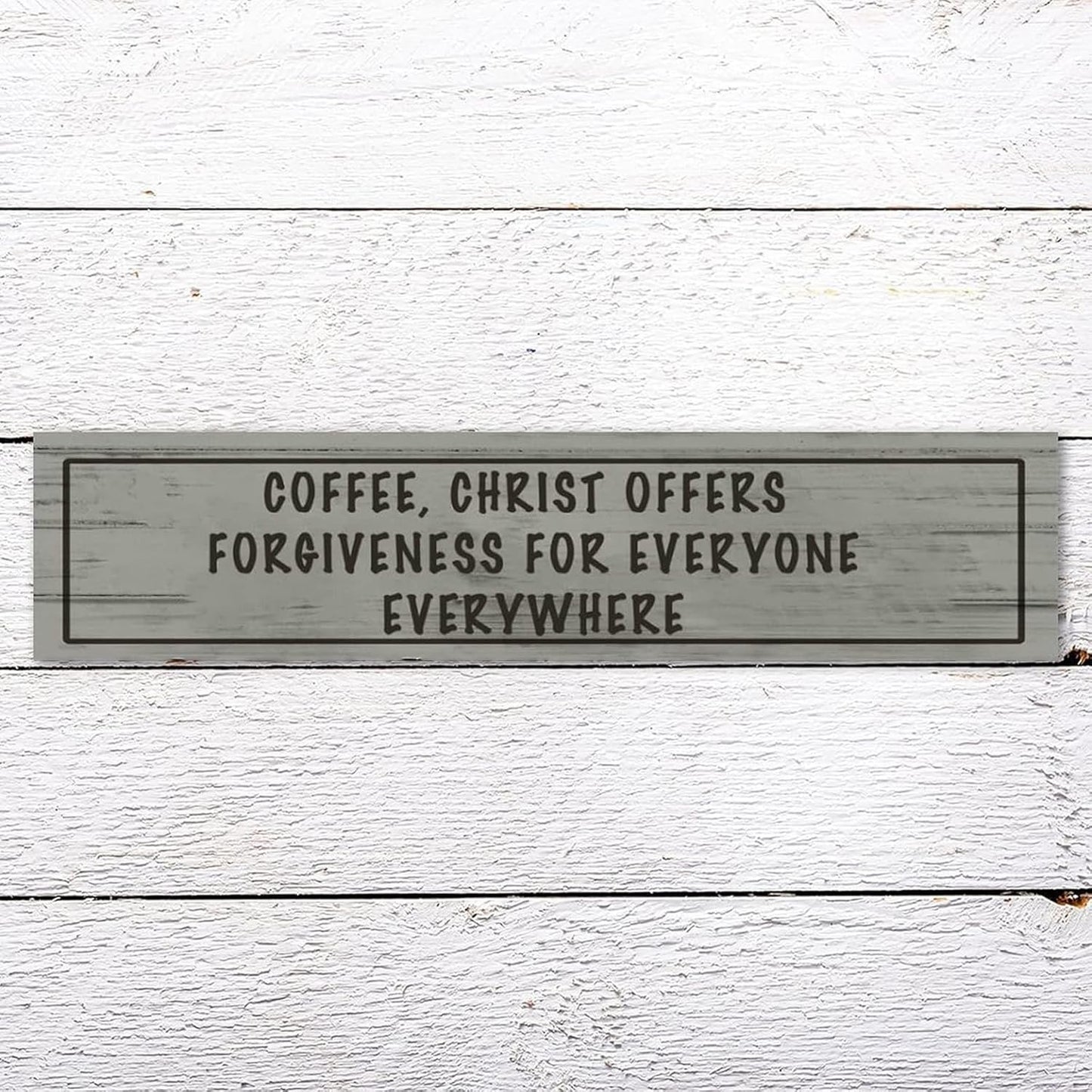 Generic Wood Sign Coffee Offers Forgiveness for Everyone Everywhere Rustic Wooden Hanging Sign Home Farmhouse Kitchen Wall Decor 16 x 4 Inch