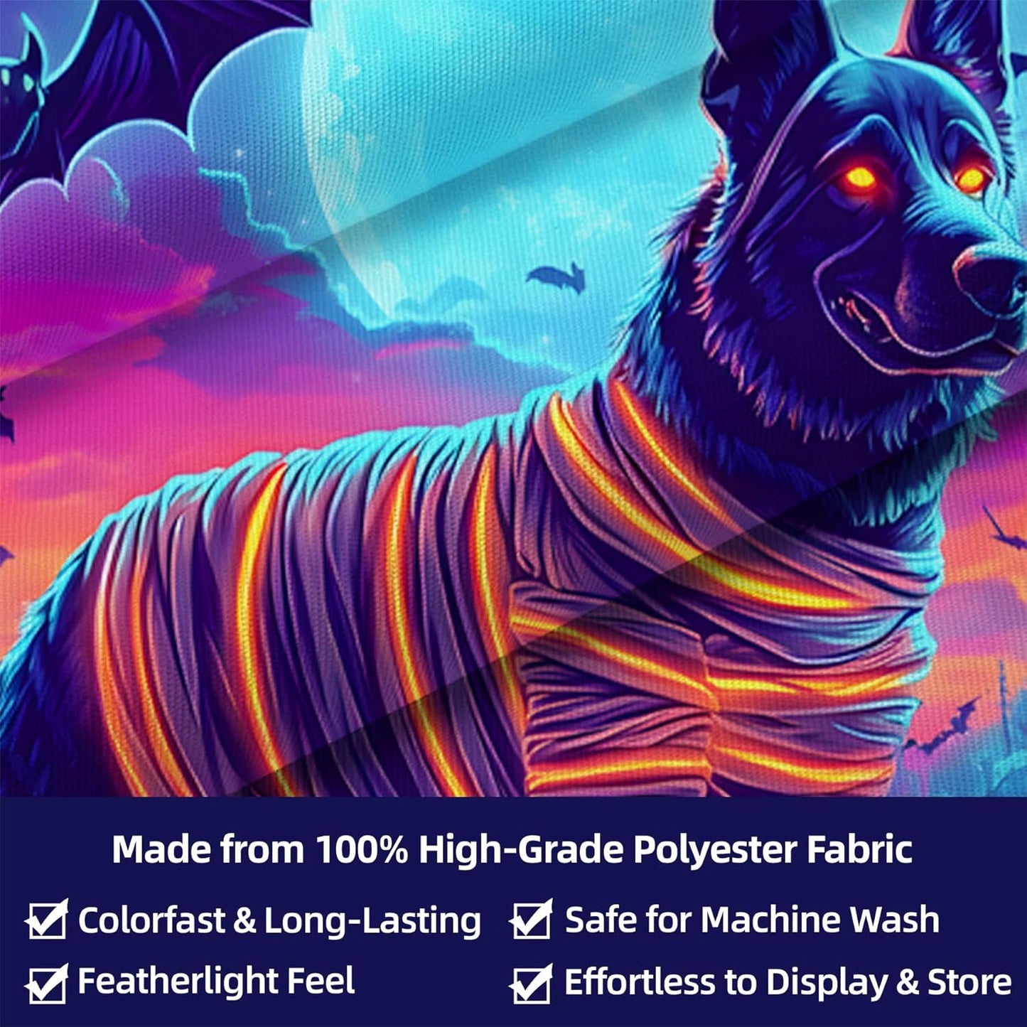 Halloween Tapestry, Blacklight Tapestry for Halloween Party Decor Hanging Tapestries Backdrop Wall Art Poster for Bedroom Dorm 90x70in