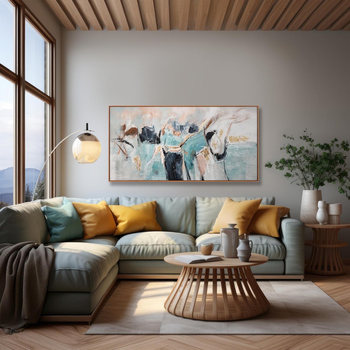 Dimpaga Abstract Wall Art Framed Ready To Hang Home Decor Artwork Wall Art Colorful Fantasy Graffiti Prints Canvas Painting For Living Room Bedroom Office Apartment Decoration 24"X48"