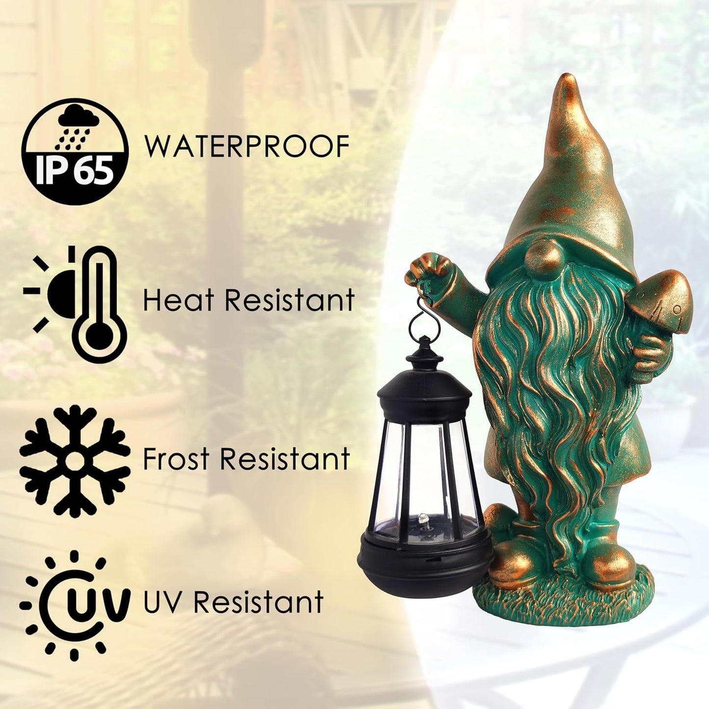 Gnomes Garden Statue Outdoor Décor with Solar Lights Lantern,Gnome Solar Light Figurines Outside Decorations for Yard,Lawn Patio, Balcony, Unique Housewarming Gifts