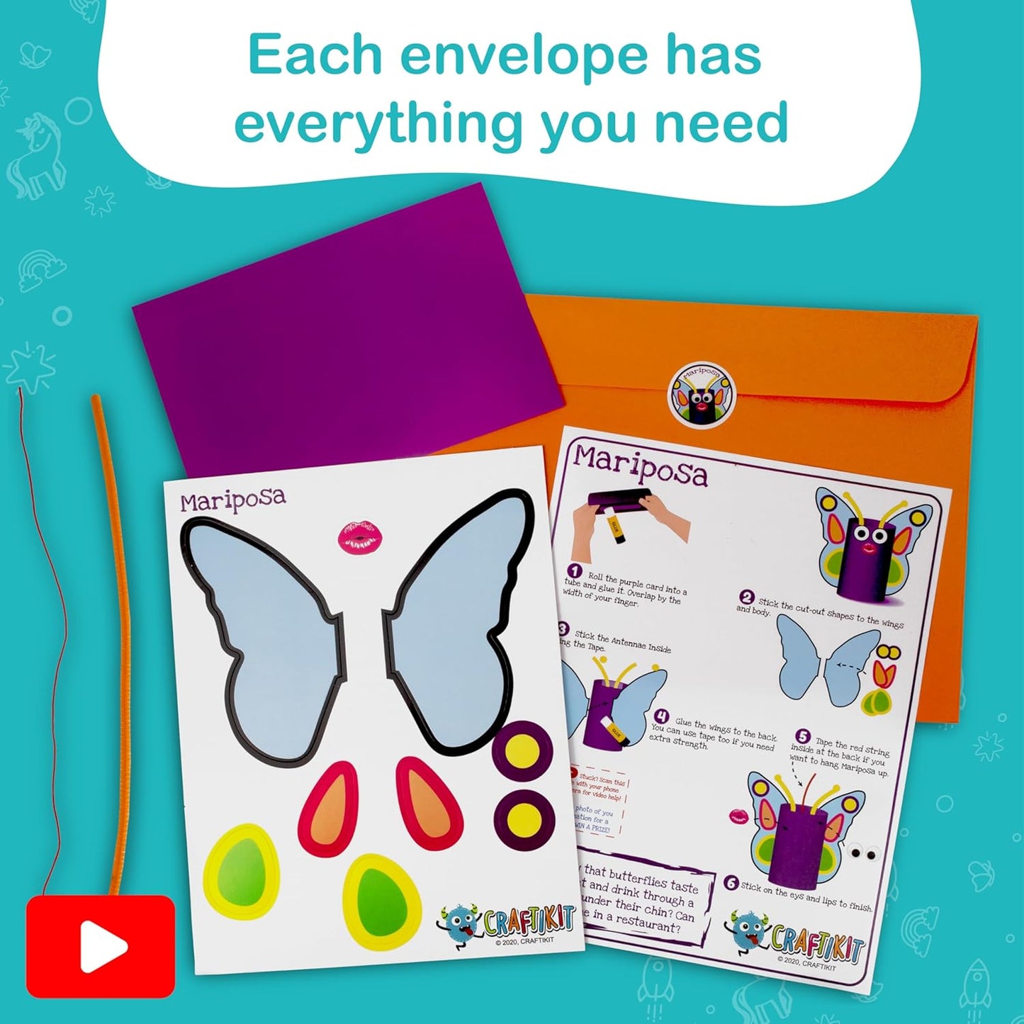 Craftikit® 20 Award-Winning Animal Toddler Arts and Crafts for Kids Ages 3-10 Years, All-Inclusive Animal Craft Kits, Fun Toddler Craft Box for Girls, Boys in Preschool