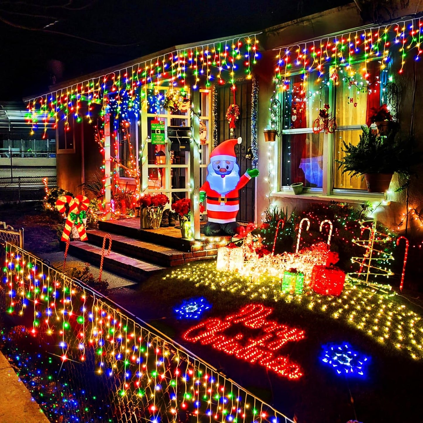 Heceltt Christmas Lights Outdoor, 1280 LED 131FT Ice Lights for Outside, 8 Modes Plug in 240 Drops Ice String Light with Timer Memory Function Hanging Light for Christmas Decor(Multicolor)