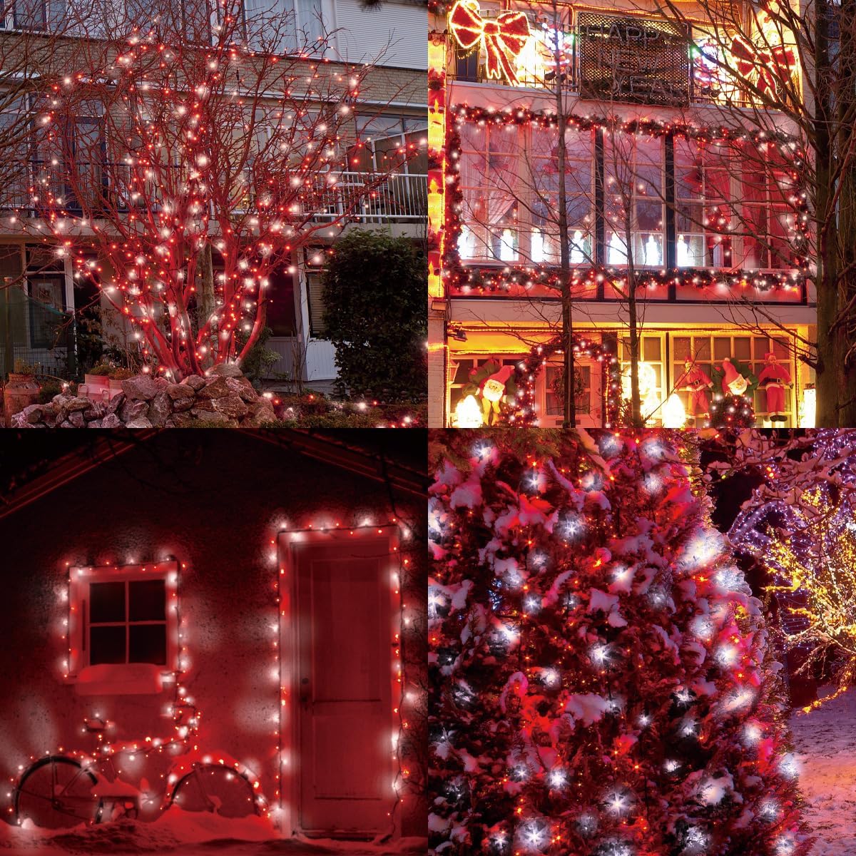 200LED (4pk of 50L) String Lights, LED Christmas Lights, 6" SPACING,Green Wire,Red and White