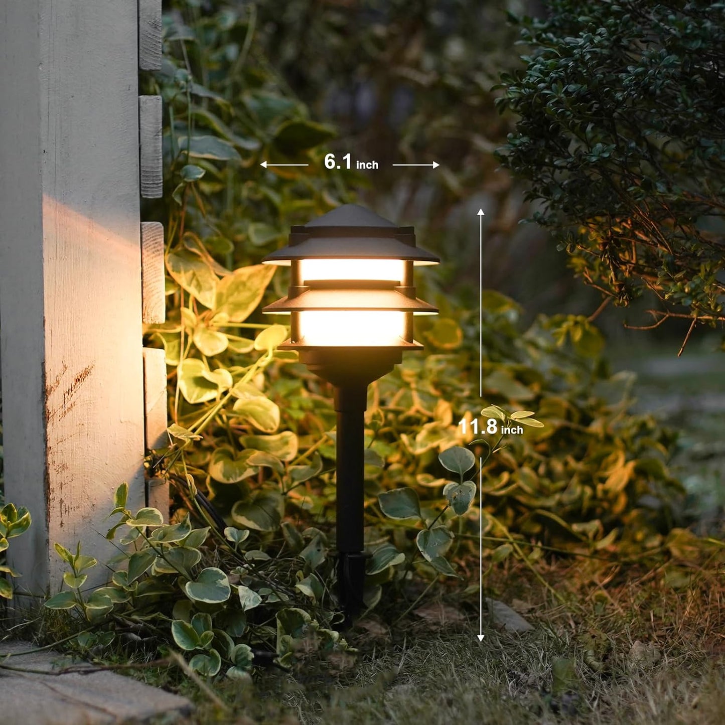 GOODSMANN Landscape Lighting 8PK Pathway Lights Low Voltage 2.2 Watt LED 12V AC Landscape Lights 30 Lumen Warm White with Cable Connectors Metal Stakes 9122-21102-08A