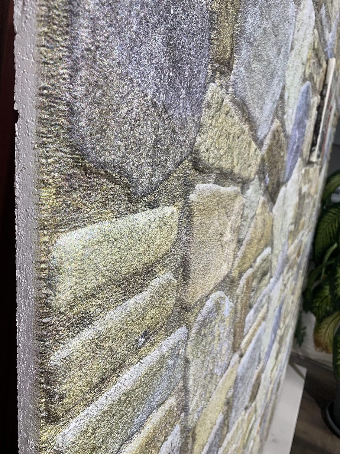 Dundee Deco 3D Wall Panels - Cladding Blue Grey Buff Stone Look Wall Paneling, Styrofoam Facing for Interior and Exterior Applications, DIY, Sample, Size 10 x 10 in.