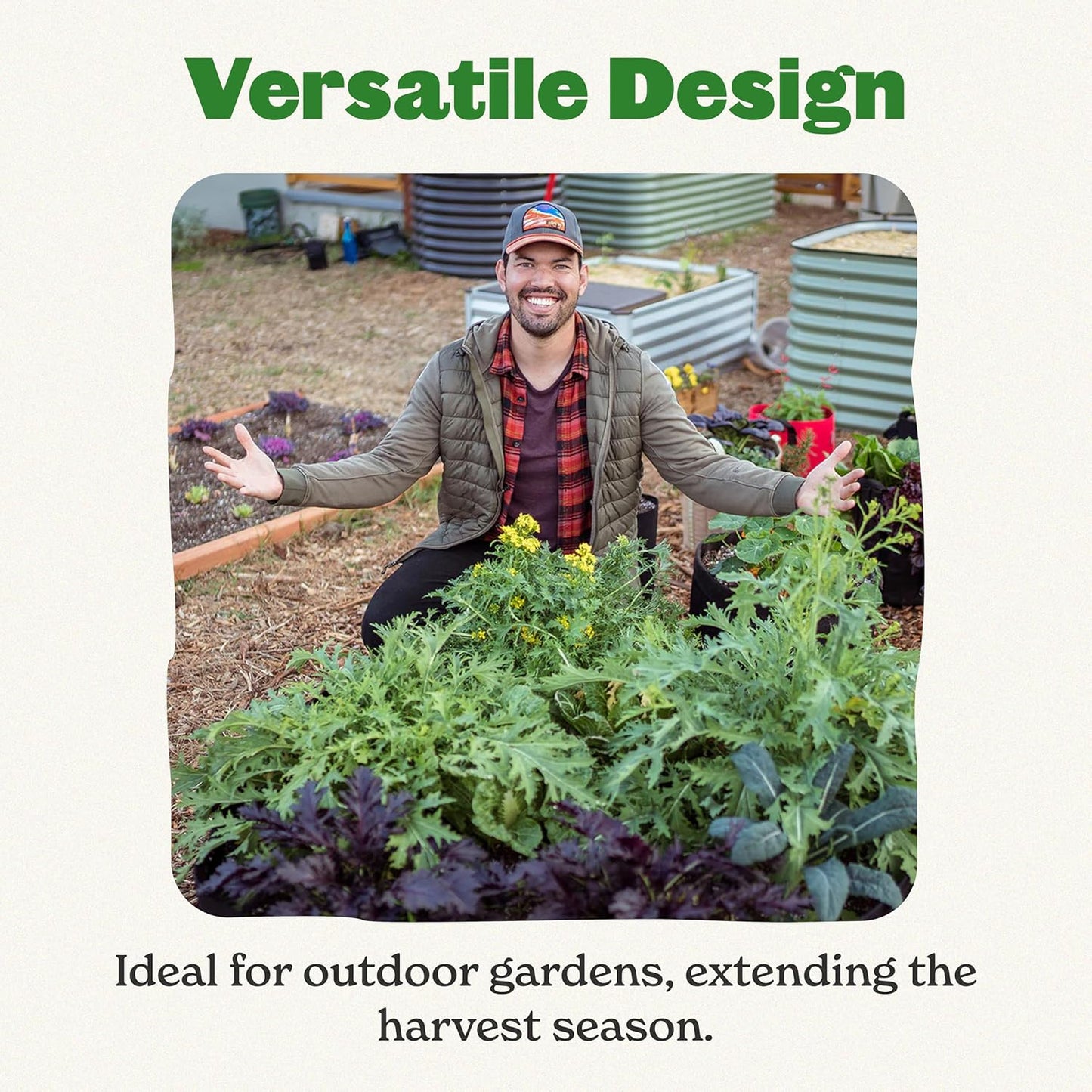 Epic Gardening 5-in-1 Modular Galvanized Raised Garden Bed Kit, 15" Tall Metal Planter Box, Durable Aluzinc Steel Raised Garden Bed Outdoor for Vegetables, Herbs, Flowers & Fruits - Round - Light Clay