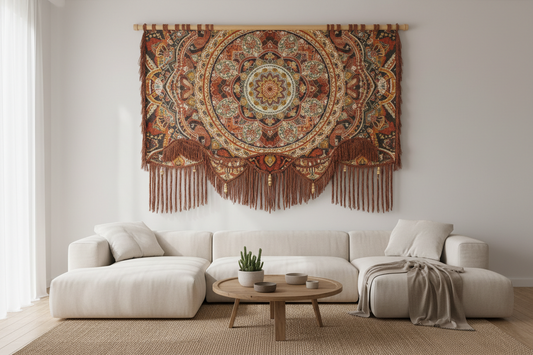 Large Boho Wall Tapestry for California-Style Living Room Decor