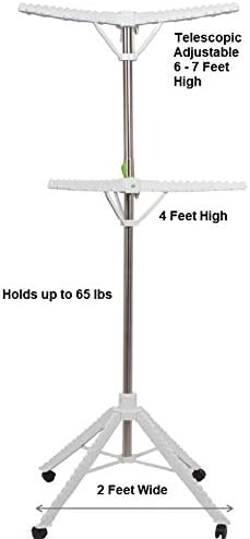 Extra Capacity Garment & Clothes Drying Rack, Adjustable-Height, 120 Pieces of Clothes, Stainless Steel, 4 Caster Wheels