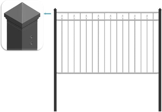 End Post for Yard, Garden, Outdoor Fencing – Steel, 2"x2"x78", Black, DIY Pre-Drilled Holes on One Side, Built-in Rivet Nuts, Soil Installation (1pc)