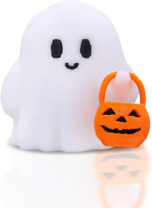 Halloween Ghost Figurine, Cute Spooky Resin Ghost with Pumpkin Basket Statue, Funny Decor for Halloween Decorations Indoor, Porch Indoor Home Decor Gifts