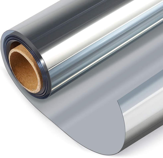 HIDBEA One Way Privacy Window Film, Daytime Privacy Sun Blocking Anti UV Reflective Window film Heat Control Static Cling Window Tint film for Home and Office, Silver, 35.4 x 98.4 Inch