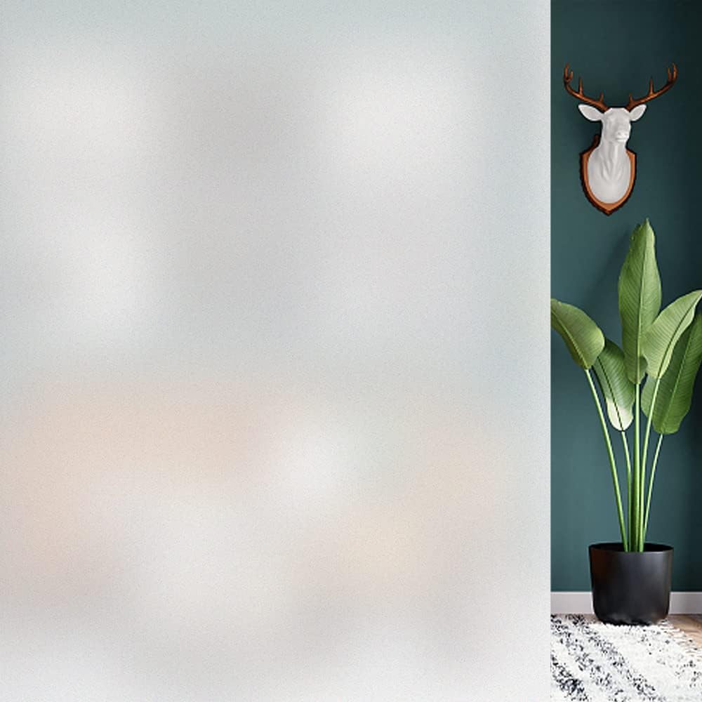 HIDBEA Frosted Window Privacy Film - Non Adhesive Static Cling Glass Stickers Sun UV Blocking Heat Control Door Covering Decals for Home Office, 35.4 x 157.5 Inch