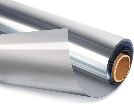 HIDBEA One Way Window Film Daytime Privacy Window Tint for Home, Anti UV Reflective Heat Control Glass Films Non-Adhesive Mirror Window Clings (Silver, 23.6 Inch x 13.1 Feet)