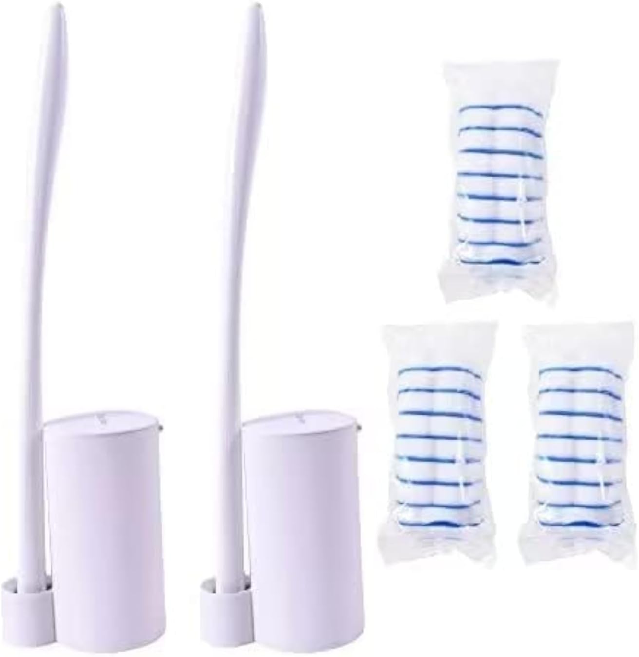 Disposable Toilet Brush Holder Set Toilet Wand (Pack of 2) Toilet Cleaner Scrubber with 24 Refills