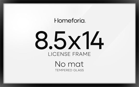 Homeforia 8.5 x 14 Marriage License Frame Black, High End Metal 8.5x14 Marriage Certificate Frames, 14x8.5 Picture Frame for Wall & Tabletop, 8.5 by 14 Photo Frames, Tempered Glass, Wall Kit, Set of 1