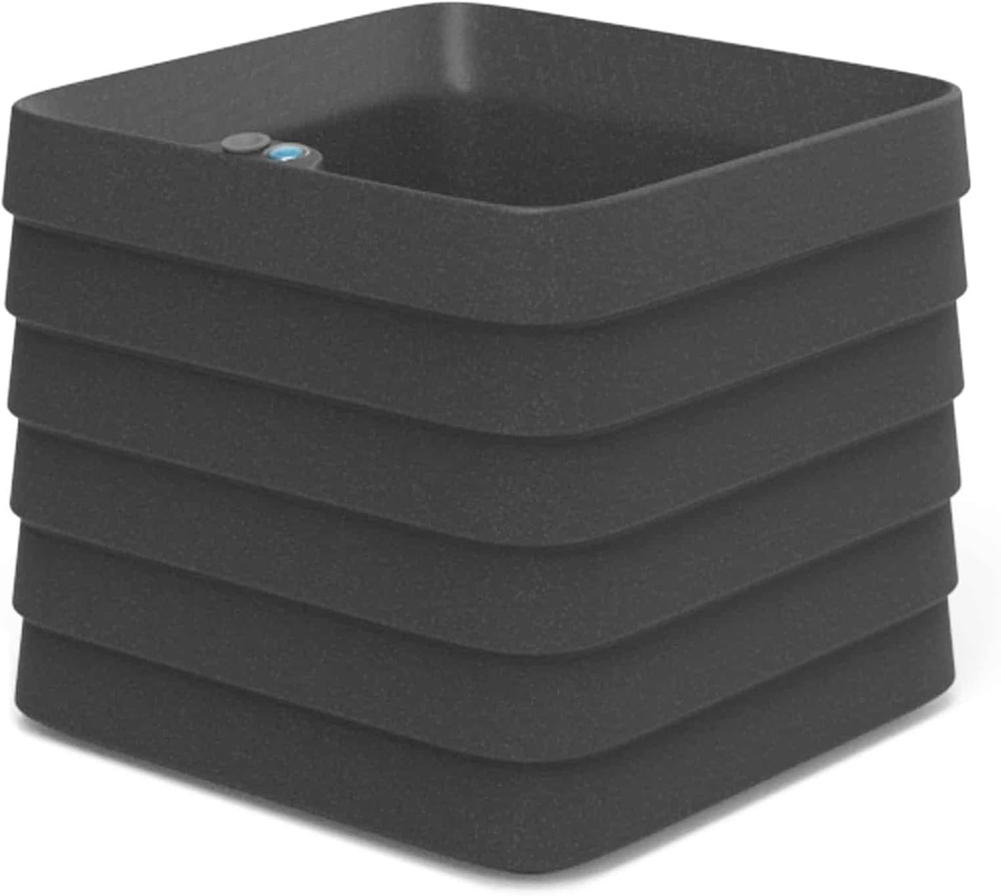 Crescent Garden TruDrop Self Watering Slat Square Box Planter - Indoor Outdoor Planter Box with Built-in Reservoir & Water Level Indicator, All Weather Flower Pot, 22''(Shadow)