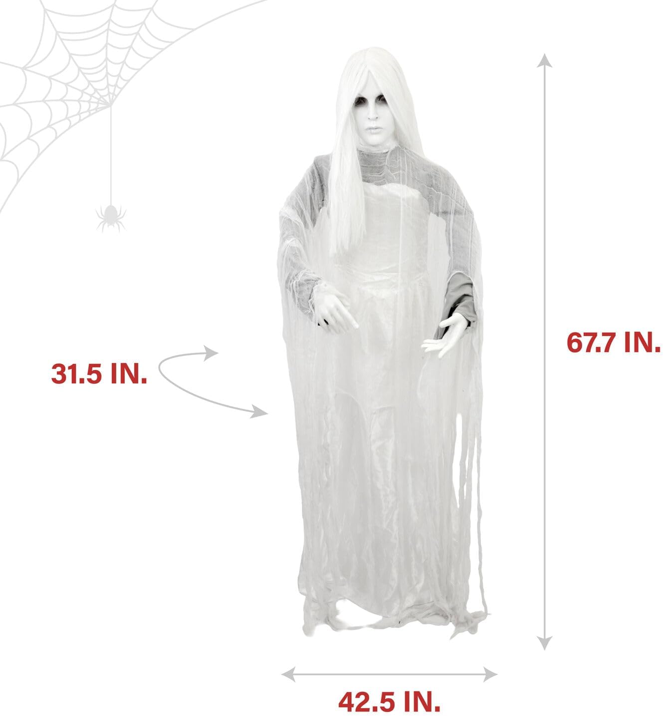 Haunted Hill Farm Rising Ghost Woman by Tekky, Battery-Operated, Sound Activated Animatronic with Sound Effects for Indoor or Covered Outdoor Creepy Halloween Decoration