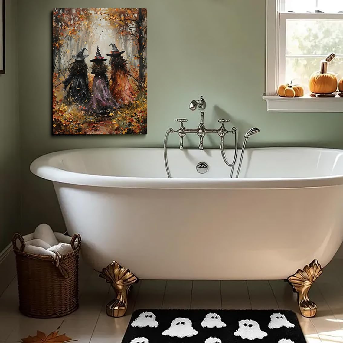 Generic Vintage Three Witches In The Forest Painting Witch Print Witchy Canvas Print Halloween Wall Art Halloween Decor Witch Poster Dark Academia Gothic Room Decor for Dorm Bedroom 24x36in Unframed