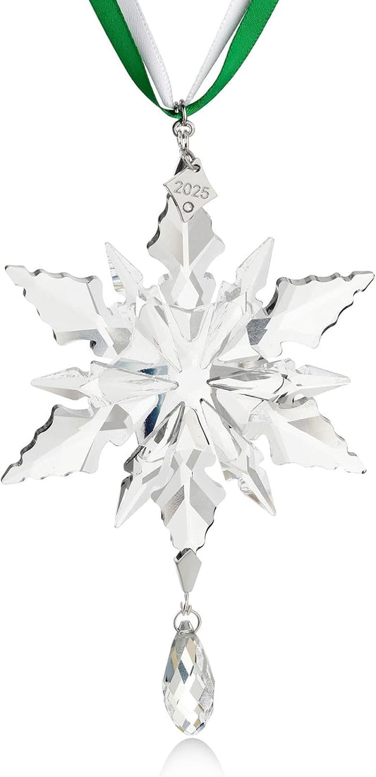 2025 Annual Christmas Ornaments Crystal Snowflake Star - Christmas Tree Ornaments Pendant Sun Catcher Home Hanging Decor (2025 White Crystal 3 Layers)