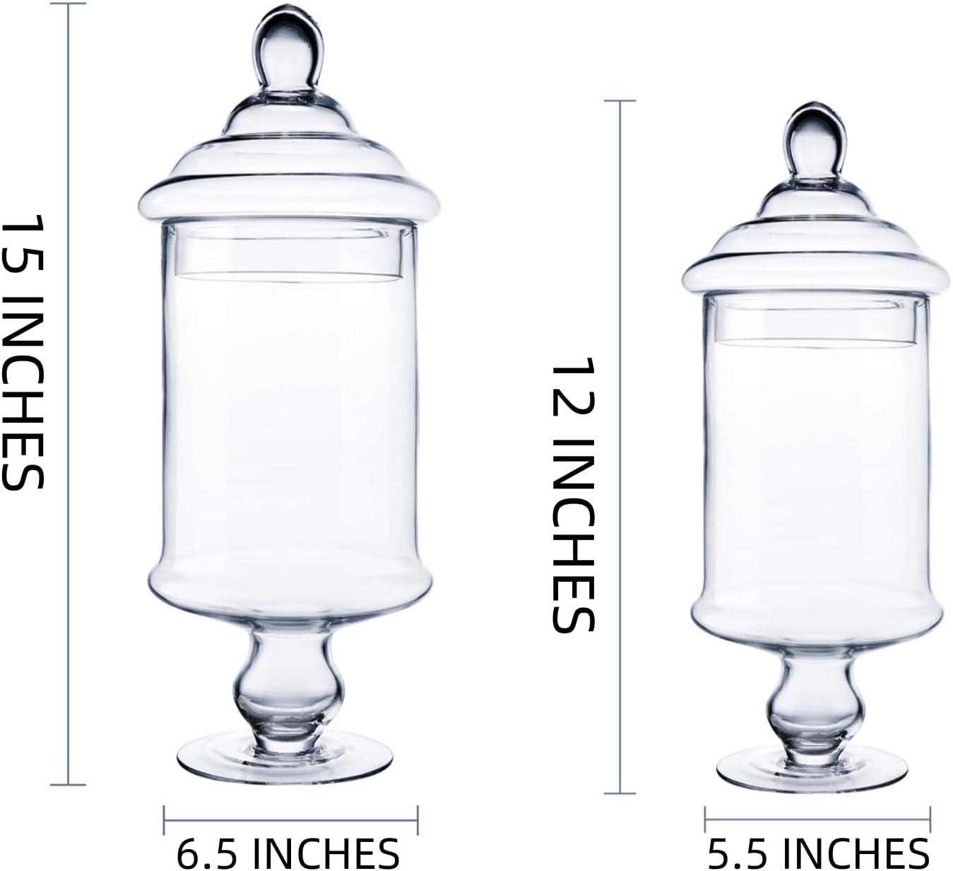 Diamond Star Clear Glass Apothecary Jar Decorative Candy Buffet Jars Elegant Glass Storage Containers (Height: 15" Body: 6.5")