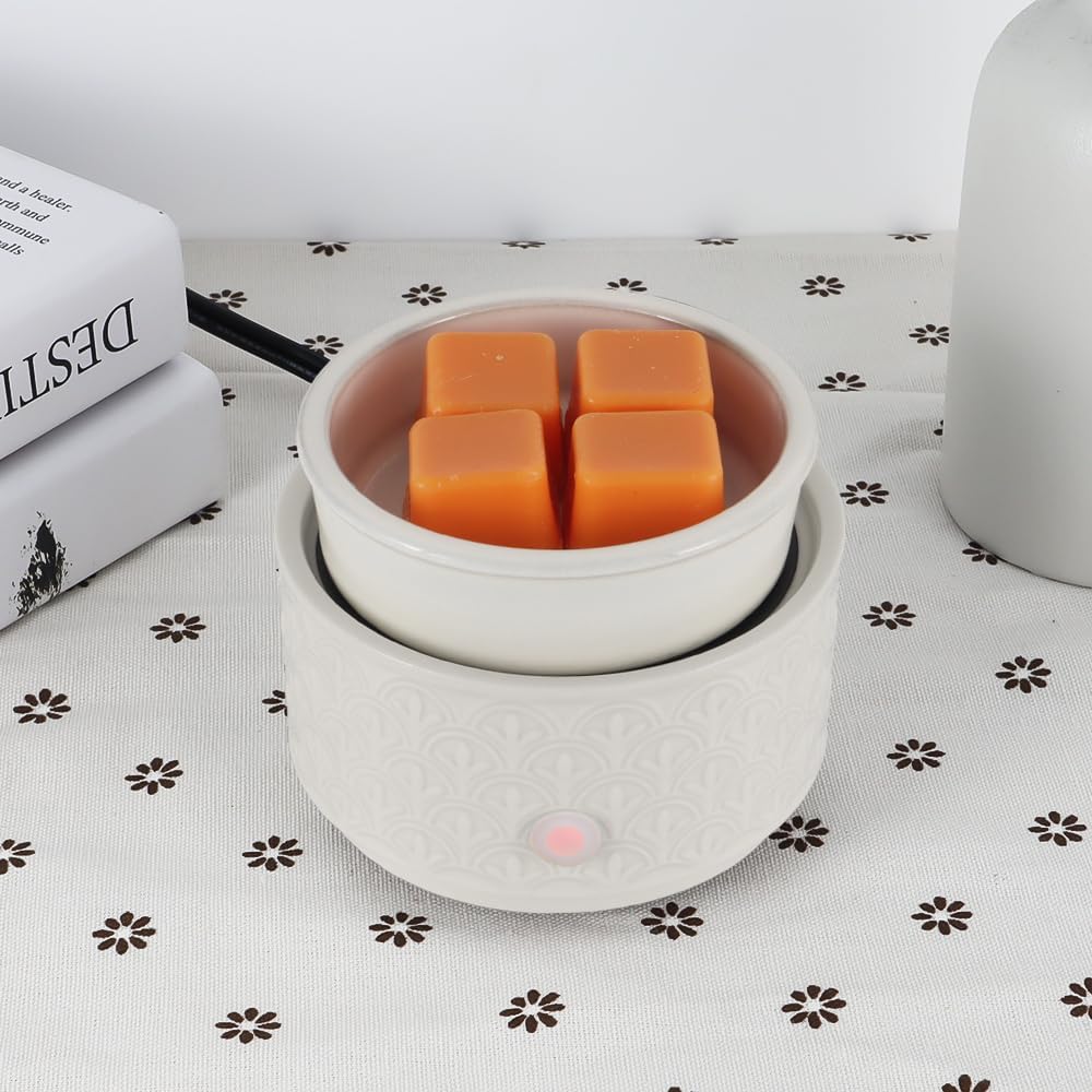 kobodon Ceramic Wax Melt Warmer - 3-in-1Electric Wax Warmer-Fragrance Candle Burner for Scented Wax Tarts and Essential Oils - Wax Melts as Gifts for Moms Grandma Women Girls（White）…