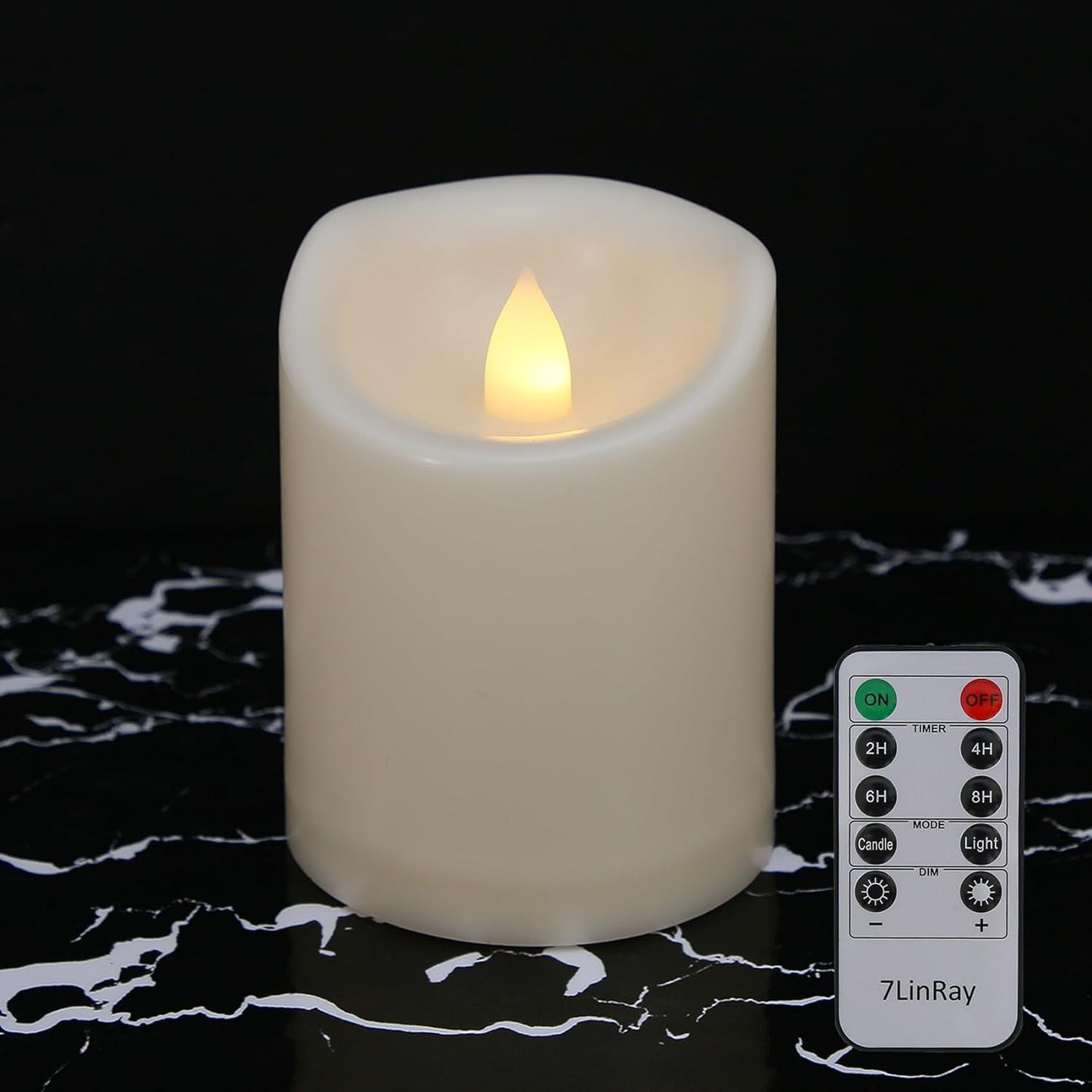 3" x 4" Single Flickering Flameless Candles with Remote and Timers, Waterproof Outdoor Indoor Battery Operated LED Pillar Candles for Home/Wedding Decor, Ivory Plastic, Won't Melt