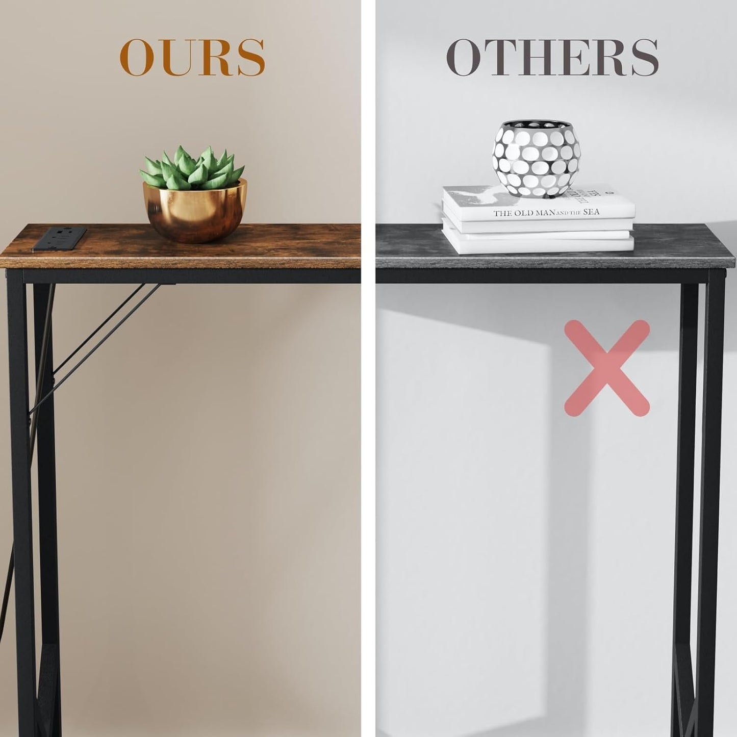 31.5‘’ Console Table, Skinny Entryway Table with Fast-Charging Station, Narrow Long Sofa Table, Behind Slim Couch Table for Entrance, Hallway, Living Room Decor ST-BR80-1