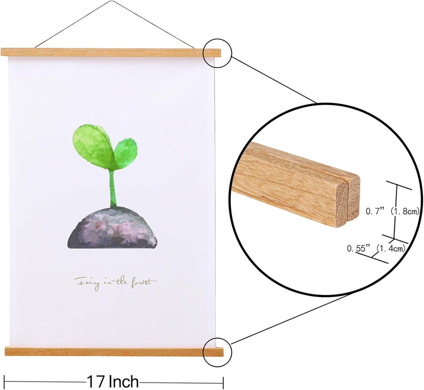 FALAMON Magnetic Poster Hanger Frame, 17x22 17x24 17x11 Teak Wood Magnet Poster Frame for Posters, Prints, Photos, Pictures, Maps, Scrolls, and Canvas Artwork